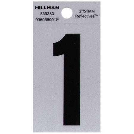 Hillman HILLMAN 2 in. Reflective Black Polyester Film Self-Adhesive Number 1 1 pc, PK6 839380